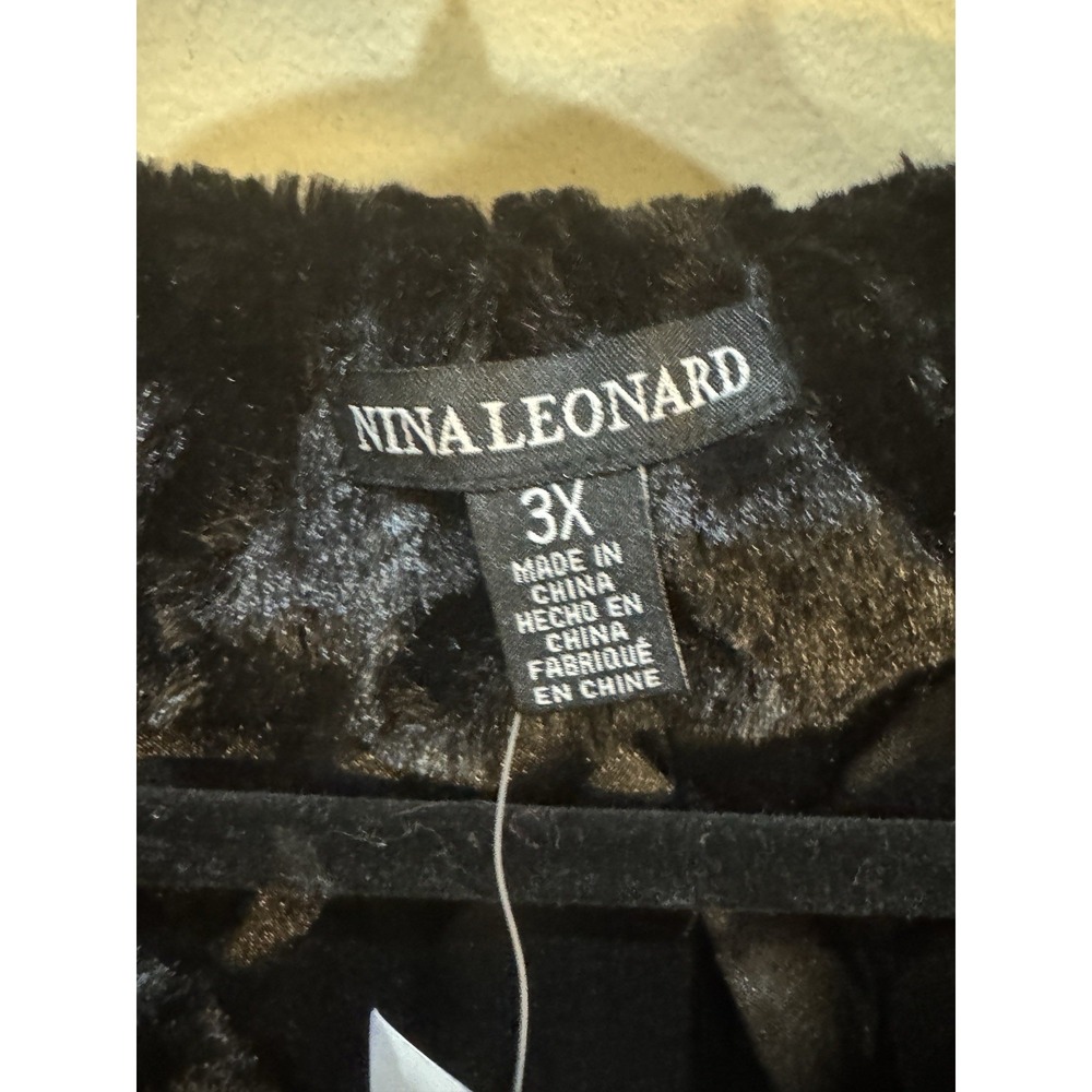 Nina Leonard Long Sleeve Faux Fur Chevron Bolero Jacket Black Swing Size 3X - Picture 6 of 12